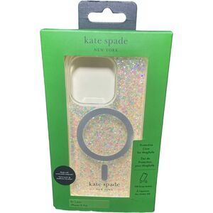 iPhone 15 Pro Kate Spade MagSafe Case Glitter Clear Hard Shell Cover 6.1"